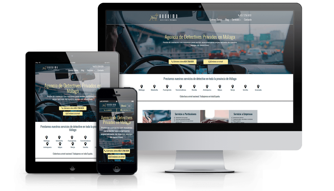 anonimo detectives - web Diseño web para agencia de viajes