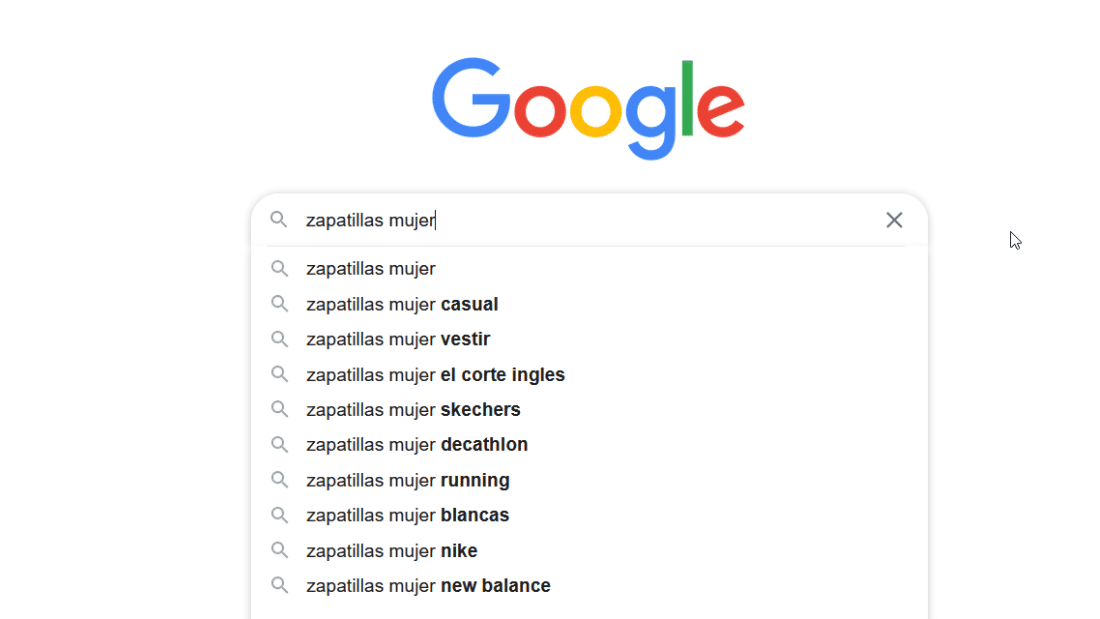 Palabras clave sugeridas de Google