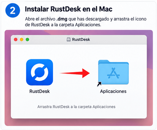 Paso2. Instalar rustdesk en el mac Paso2. Instalar rustdesk en el mac