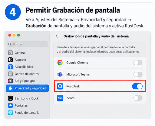 Paso4. Permitir grabacion de pantalla Paso4. Permitir grabación de pantalla